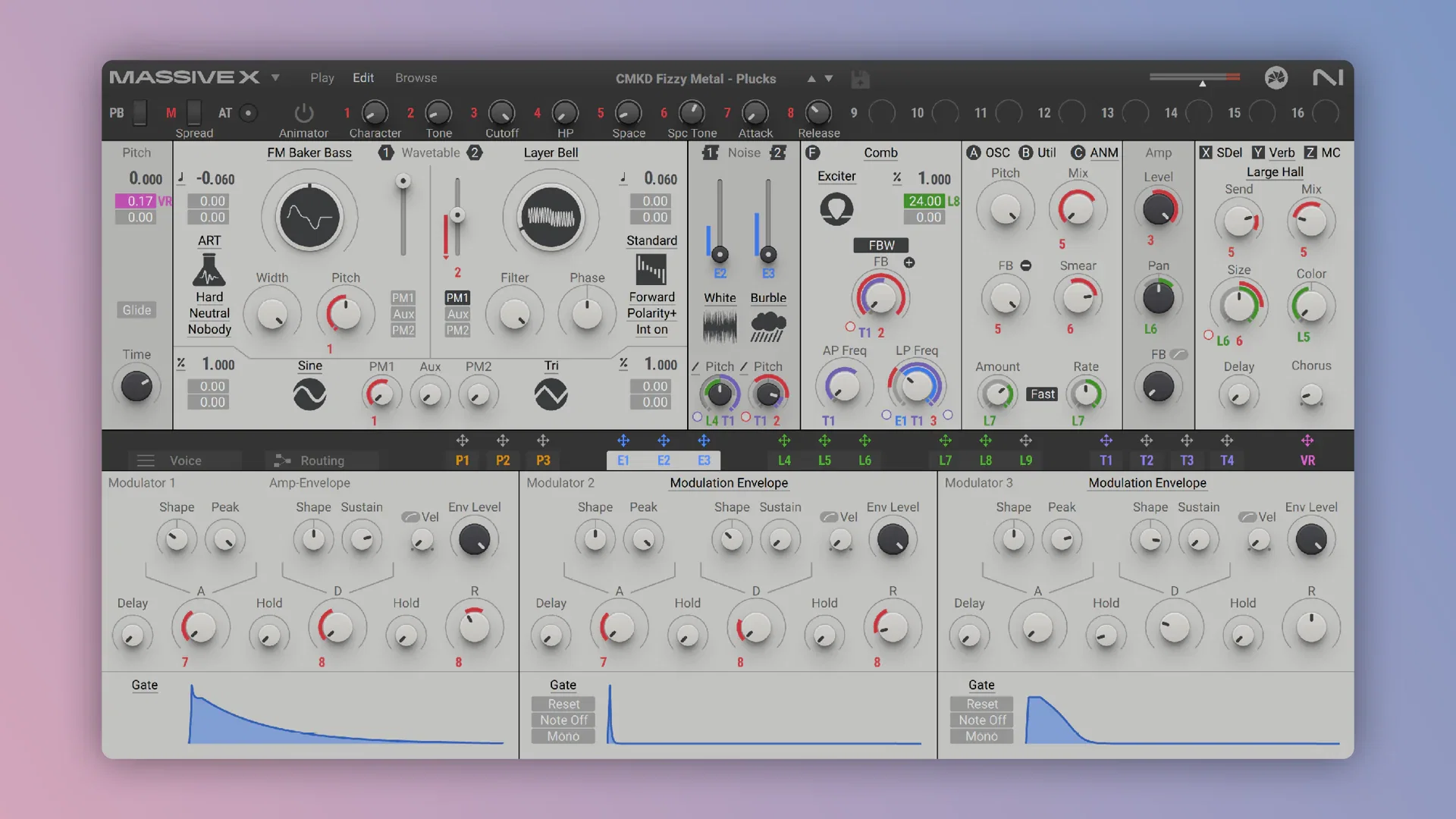 Native Instruments Massive X preset interface – sound design by Comakid